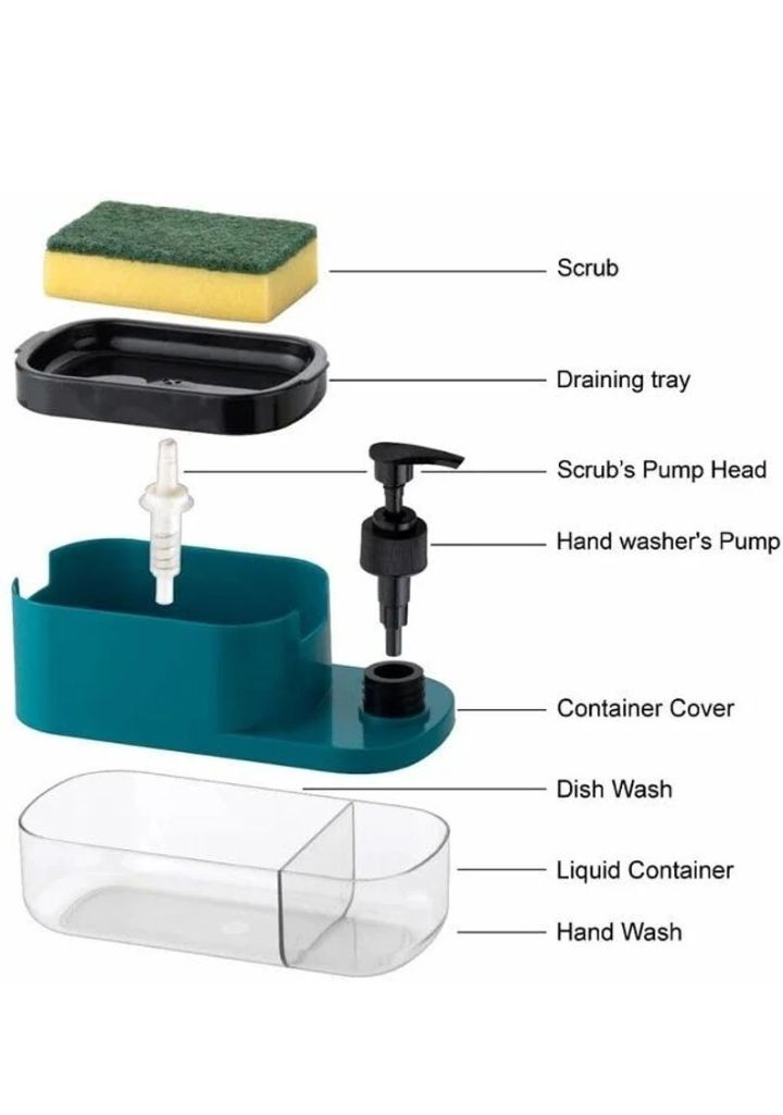 Plastic 3 in 1 soap pump dispenser kitchen bathroom (multi-color) kitchen tool