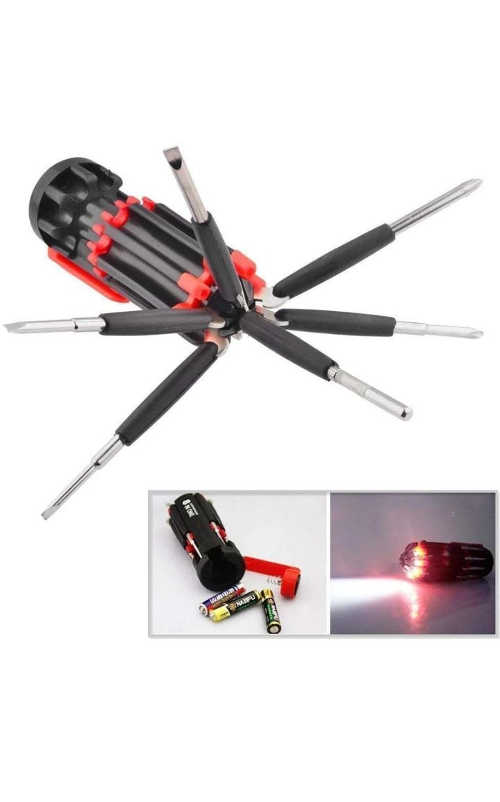 8-in-1 Multi-Function Screwdriver Tool Kit Set with 6 LED Light for Easy Repairs and DIY Projects Combination Screwdriver Set (Pack of 1)