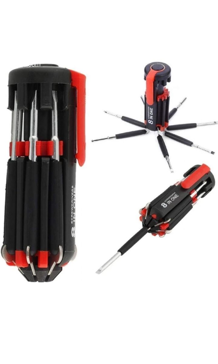 8-in-1 Multi-Function Screwdriver Tool Kit Set with 6 LED Light for Easy Repairs and DIY Projects Combination Screwdriver Set (Pack of 1)