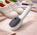 Automatic Liquid Shoe Cleaning Brush with Built-in Soap Dispenser | 2-in-1 Shoe Scrubber & Clothes Washing Brush |  Refillable Liquid Box, Long Handle, Press-Type Soap  Dispensing Cleaner