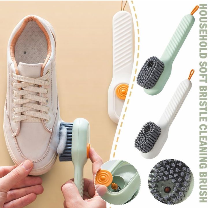 Automatic Liquid Shoe Cleaning Brush with Built-in Soap Dispenser | 2-in-1 Shoe Scrubber & Clothes Washing Brush |  Refillable Liquid Box, Long Handle, Press-Type Soap  Dispensing Cleaner