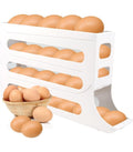 Kitchen Egg Storage Rack – 4-Tier Stackable Rolling Egg Tray, Space-Saving Egg Dispenser, Large Capacity Refrigerator Organizer for 30 Eggs