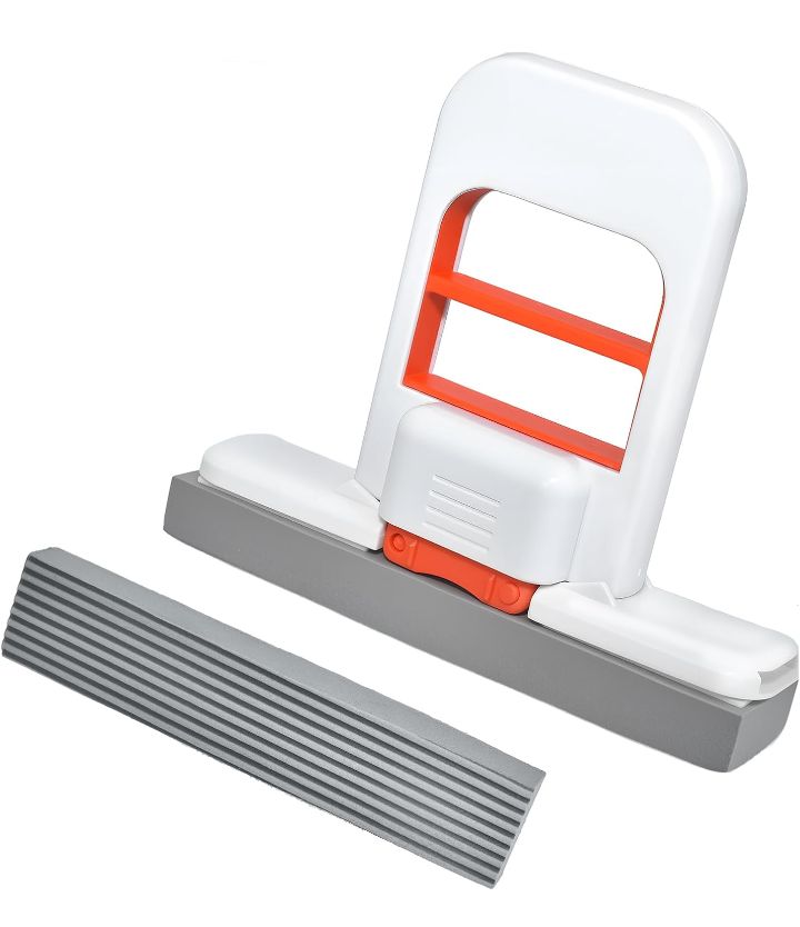 Mini Foldable Desktop Mop – Portable Versatile Wet & Dry Cleaning Sponge Mop for Home & Car – Ideal for Kitchen, Bathroom, Glass, Dining Table & More (Squeeze Handle+2 Sponge Head )