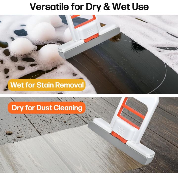 Mini Foldable Desktop Mop – Portable Versatile Wet & Dry Cleaning Sponge Mop for Home & Car – Ideal for Kitchen, Bathroom, Glass, Dining Table & More (Squeeze Handle+2 Sponge Head )