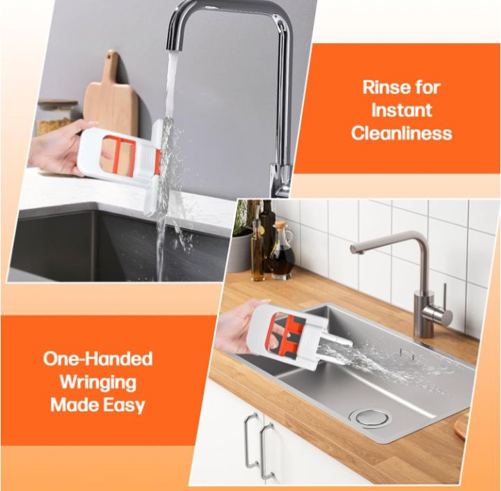 Mini Foldable Desktop Mop – Portable Versatile Wet & Dry Cleaning Sponge Mop for Home & Car – Ideal for Kitchen, Bathroom, Glass, Dining Table & More (Squeeze Handle+2 Sponge Head )