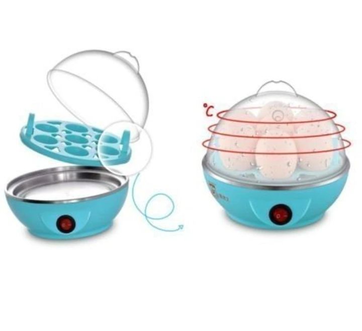 Electric Egg Boiler with 7 Egg Capacity, Automatic Egg Cooker with One-Touch Operation, Stainless Steel Heating Plate, Transparent Lid, Quick Egg Steamer for Home Kitchen