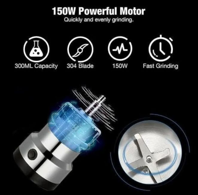 Mixer Grinder Smash Machine Stainless Steel Multifunctional Electric Grinder & Chopper Dried Spice Hurbal Masala Coffee Beans, Nuts & Grains, Household Mixer, Powerful Motor Blender