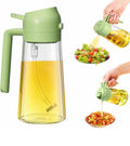 2-in-1 Glass Oil Sprayer and Dispenser Bottle, Olive Oil Sprayer with Flip Top Pourer | Cooking Spray Bottle for Air Fryer, Salad, BBQ & Kitchen Use